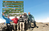 Joe Keegan, Robin Blais, John Oyala, Rachael Slabaugh and Dennis Day on the summit of Mt Kilimanjaro.