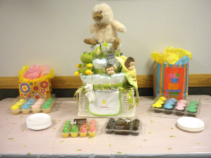 Diaper Tower: One of many prizes presented at the baby shower for mothers from the 162nd FW, AZANG hosted by Green Valley MOAA Auxiliary.