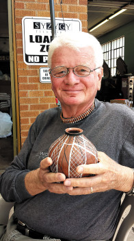 Ron Sullivan showing his Mata Ortiz Mexican Pottery