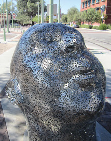 Poet’s head sculpture at the end of the Streetcar route