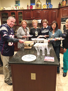 The kitchen, left to right: Don Rivard, Tari Wright, Diane Manning, Lynda Rivard, and Peggy Kimes.