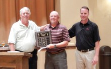 From left: Desert Duffer President Frank Hewitt, 2015 Club Champion Bill Vollink and Quail Creek Golf Pro Joel Jaress