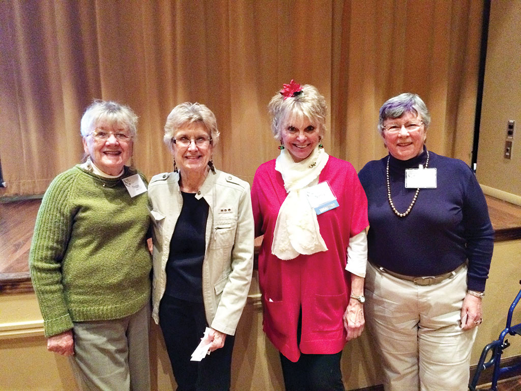 Happy door prize winners: Peggy Bailey, Mary Lou Kiger, Nancy Wilson and Janet Connell. Photo by Marianne Cobarrubias