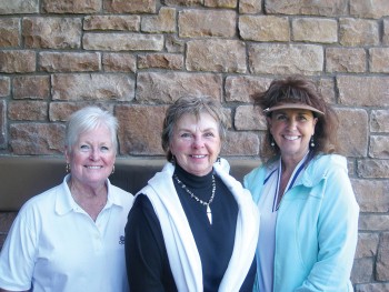 Flight Four winners: Carolyn McBride, third; Sharon Lisping, second; and Terri Conine, first