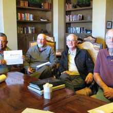 Getting ready for 2016. Tournament Chairman Rene Gill, CD “Jake” Jacobs, Gunter Schmidt and Jim Robinson work on the tournament plans for 2016.