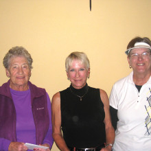 Irene Broderick, closest to the line,  Diane Dodd, longest putt and  Bonnie Anderson, closest to the pin