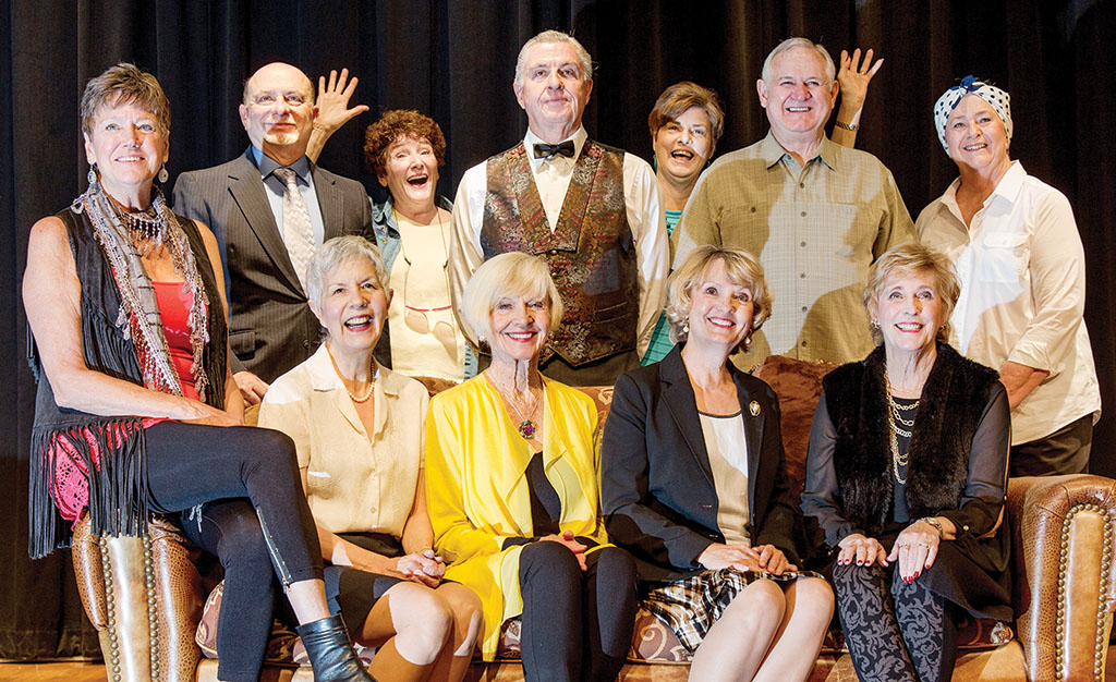 Directors and cast of the PAG production of Who’s in Bed with the Butler: seated, Holly Crombie, Audrey Fatula, Sandy Boyer, Pam Campbell, Sandi Hrovatin; standing, Ray Hebert, Director Maggie Brown, Davey Jones, Assistant Director Diana Paul, Bill Humphry and Sandy Haegele