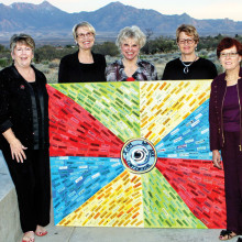 TWOQC members attending the Sweet Art Gala (left to right): Carol Mutter, Janice Pell, Nancy Wilson, Pat Neel and Peggy McGee; photo by Mike Turner