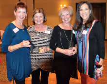 Enjoying the February 9 Minnesota Club dinner at the Madera Clubhouse are Kathy Gauger, Merri Henderson, Karen Morgan and Cynthia Rosenlund.