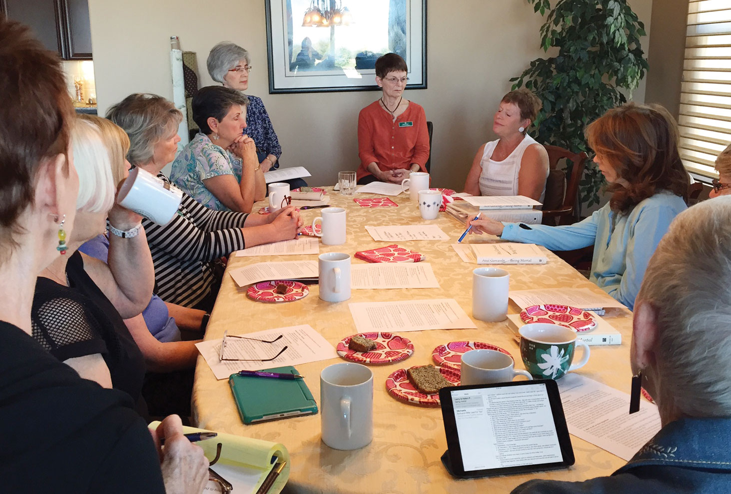 Nurses Group meets to discuss the medical points on a book study of Being Mortal by Atul Gawande.