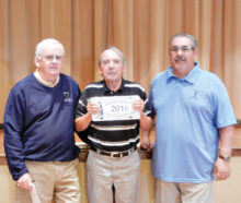 From left: Desert Duffer President Russ Sipe, 2016 Club Champion Peter Prairie and Vice President Ed Pope