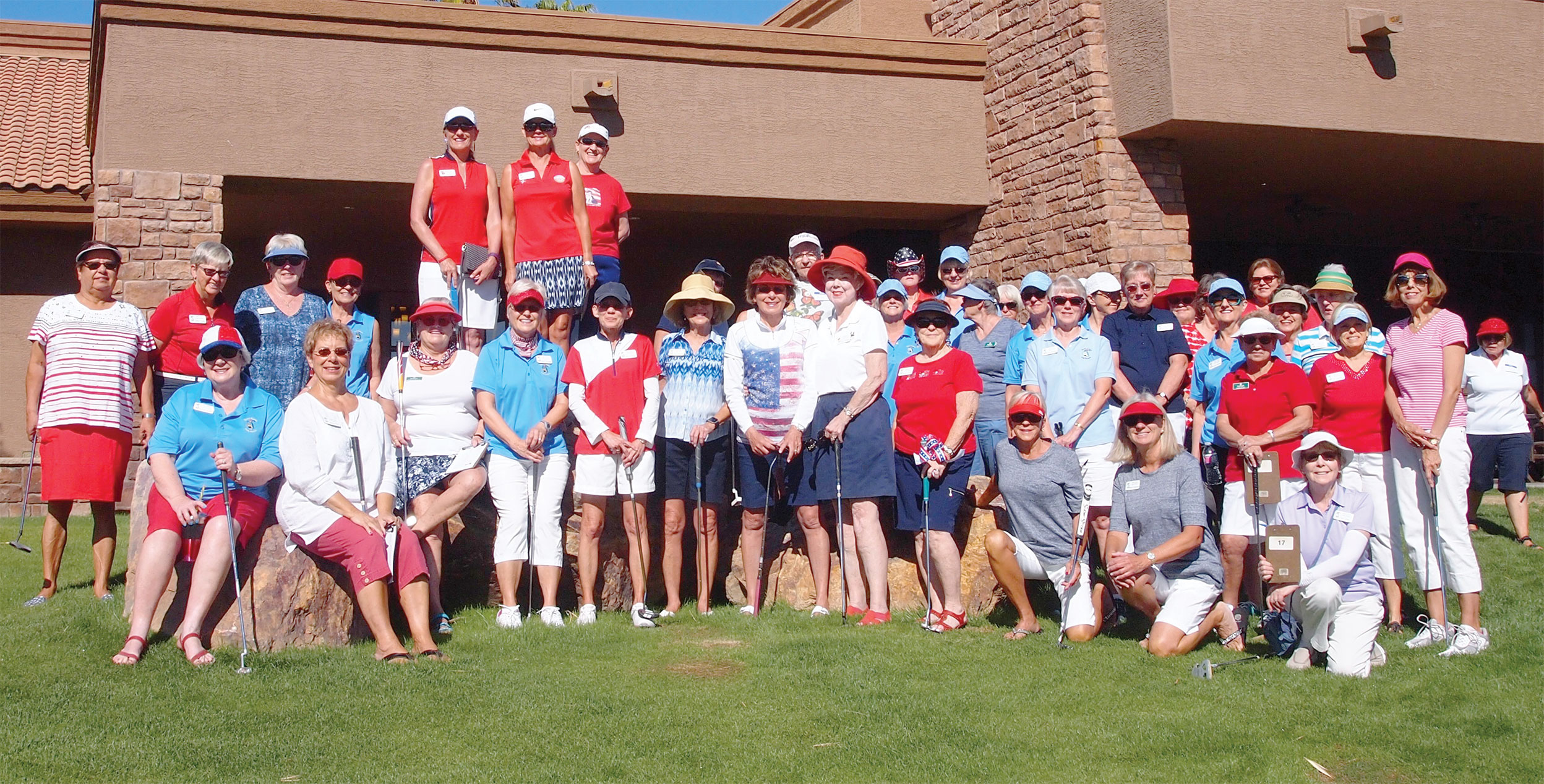The Lady Putters sported our national colors as they putted just prior to Memorial Day; photo by Sylvia Butler