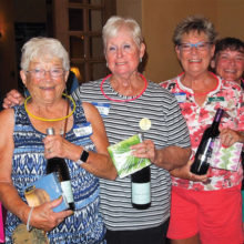 Left to right: Barb Haley, Carolyn McBride, Sharon Schoen and Kim Schoen were on the second place team; photo by Sylvia Butler.