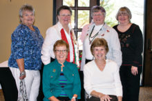 TWOQC coupon coordinators, (rear) Judy Poffenbarger, Lois Connell, Janet Connell, Peggy Richmond; (front) Peggy McGee, Mary Lou Kiger; photo by Eileen Sykora