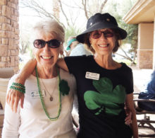 Carol Jackson (left) and Jenny McGinnis sported shamrocks; photo by Sylvia Butler.