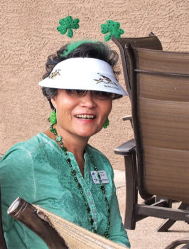 Yoshie Hennessy enjoyed being Irish for the day; photo by Sylvia Butler.