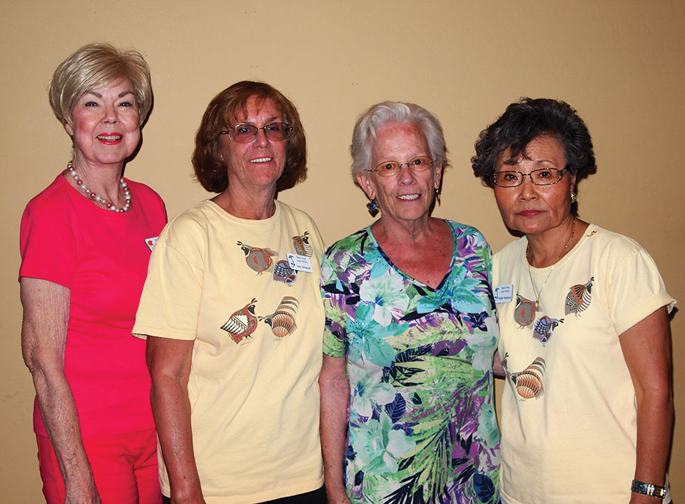 Left to right: Joyce Walton, Lee Schmidt, Fran Hammond and Yoshie Hennessy were among the original members of the Putters. Fran has moved from Quail Creek but the others are still very active and assist with many of the club’s special events; photo by Sylvia Butler.