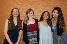 2017 scholarship recipients, left to right: Carissa Gibson, Jenna Livingston, Nathania Duarte and Daniela Reynolds; photo by Eileen Sykora