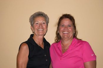 Flight 5 Low Net winners Ilene Olson and Mari Holt