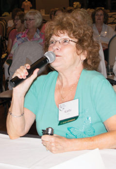 Winning contestant Kathi Krieg gives a question during the competition. Photo by Eileen Sykora