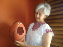 Potter Lydia Quezada with her T-shaped door design