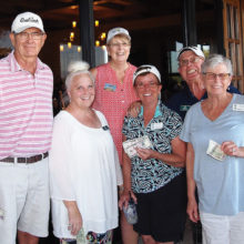 Left to right, 2nd place team: Rick Sutton, Marcia Sutton, Putters Vice President Janet Wegner, Patty Hall, Jay Lucas and Glenda Lucas; photo by Sylvia Butler