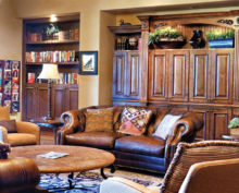 Comfy furniture from the main room of the Quail Creek Grill has been moved into the library.
