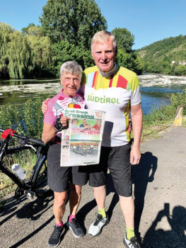 Jim and Jill Eisele recently bicycled their way through Dordogne, France with their copy of the Crossing.