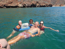 Having fun snorkeling in the Sea of Cortez in San Carlos, Mexico. From left to right: Nancy Katzberg, Bonnie Dean, Tom Dean and Sandy Veydt.