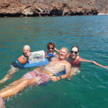Having fun snorkeling in the Sea of Cortez in San Carlos, Mexico. From left to right: Nancy Katzberg, Bonnie Dean, Tom Dean and Sandy Veydt.