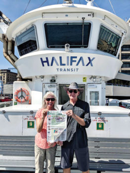 Judy and George Mynatt read their Crossing copy while tripping through the maritime provinces of Canada.