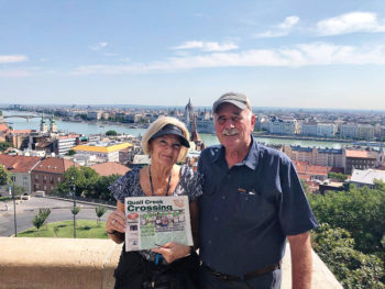 Lindsay and Dave Dickinson scanned the skyline in Budapest as they cruised the Danube.