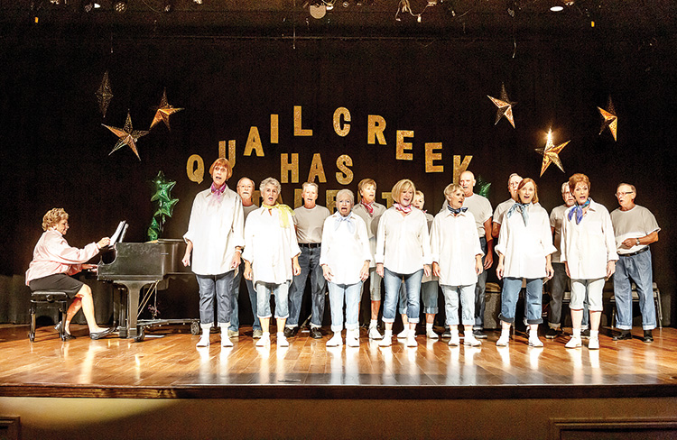 The Performing Arts Guild Mixed Chorus singing Back to the 50s at the Quail Creek’s Got Talent show in August. They also will perform a special tribute for Pearl Harbor Day at the PAG Christmas Show on Dec. 5 to 7.