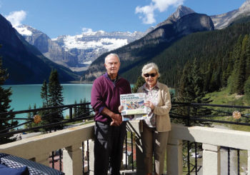 Elaine and Dick Walker took their copy of the Crossing on vacation to Lake Louise and Banff, Canada.
