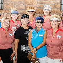 Putters/Duffers committee included (left to right): Diane Gordon, Marilyn Burkstrand, Joyce Walton, Monte Hudson, Jill Wibbenhorst, Jackie Coombs, Janet Wegner, Sharon Schoen, and Saville Gardner.