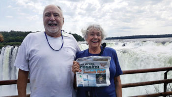 Pat and Joe McCarthy traveled to Iguazu Falls in Argentina, with a final destination of Santiago, Chile.