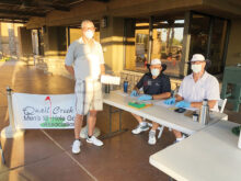 QCMGA member, Bill Chapman, registering with Clay Harris and Martin Wibbenhorst for the first event on July 7.