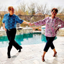 The dance models are Gary and Penny Marshall, who love to dance for a fun form of exercise. They only needed minimal instruction to strike this picture-perfect Rumba pose.